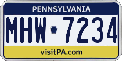 PA license plate MHW7234