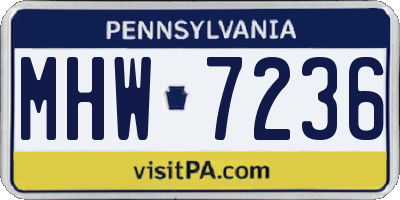 PA license plate MHW7236