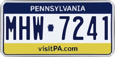 PA license plate MHW7241