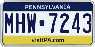 PA license plate MHW7243