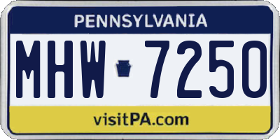 PA license plate MHW7250