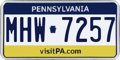 PA license plate MHW7257
