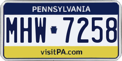 PA license plate MHW7258