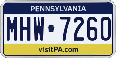 PA license plate MHW7260