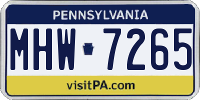 PA license plate MHW7265