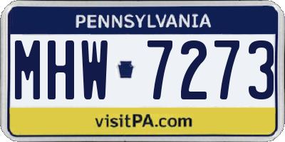 PA license plate MHW7273