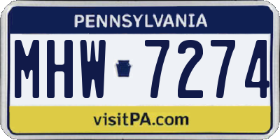 PA license plate MHW7274