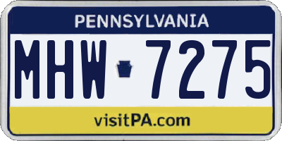 PA license plate MHW7275