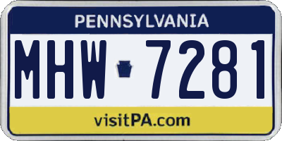 PA license plate MHW7281