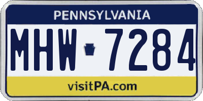 PA license plate MHW7284