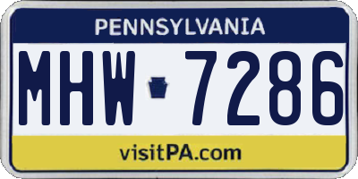 PA license plate MHW7286