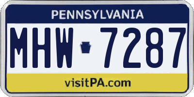PA license plate MHW7287