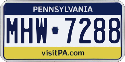 PA license plate MHW7288