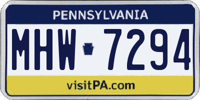 PA license plate MHW7294