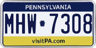 PA license plate MHW7308