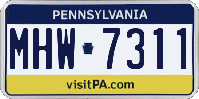 PA license plate MHW7311