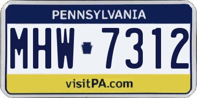 PA license plate MHW7312