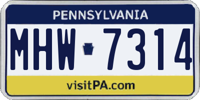 PA license plate MHW7314
