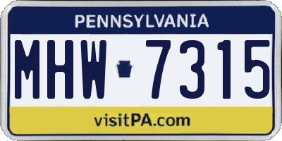 PA license plate MHW7315