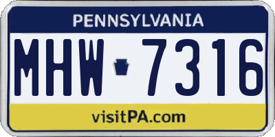 PA license plate MHW7316