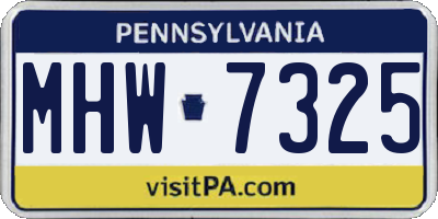 PA license plate MHW7325