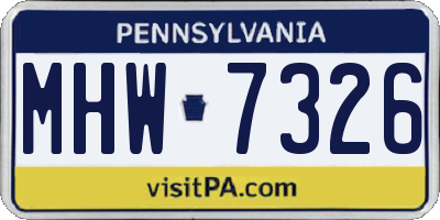 PA license plate MHW7326