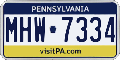PA license plate MHW7334