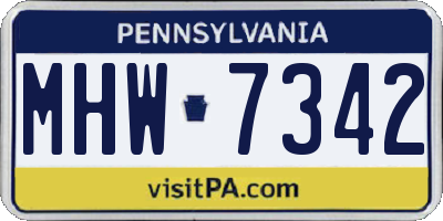 PA license plate MHW7342
