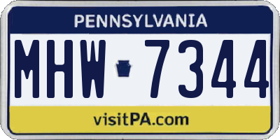 PA license plate MHW7344