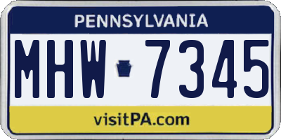 PA license plate MHW7345