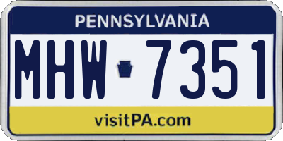PA license plate MHW7351