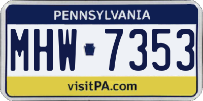 PA license plate MHW7353