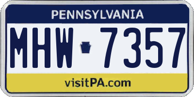 PA license plate MHW7357