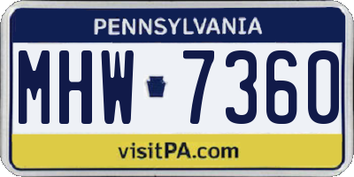 PA license plate MHW7360
