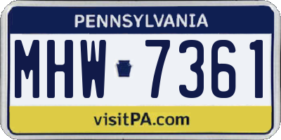 PA license plate MHW7361