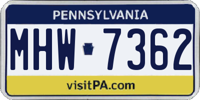 PA license plate MHW7362