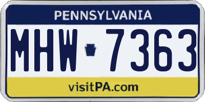 PA license plate MHW7363