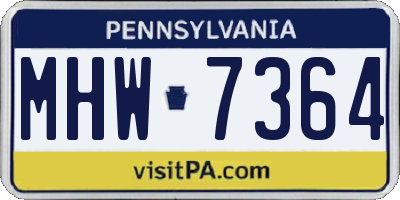 PA license plate MHW7364