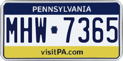 PA license plate MHW7365