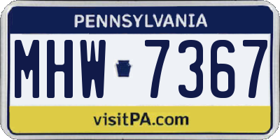 PA license plate MHW7367