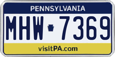 PA license plate MHW7369