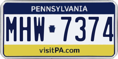 PA license plate MHW7374