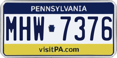 PA license plate MHW7376