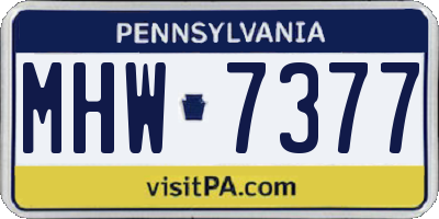 PA license plate MHW7377