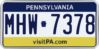PA license plate MHW7378