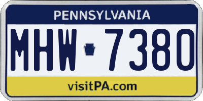 PA license plate MHW7380