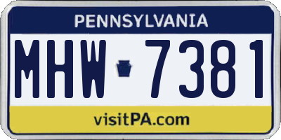 PA license plate MHW7381