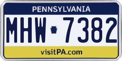 PA license plate MHW7382