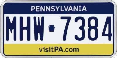 PA license plate MHW7384