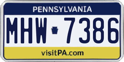 PA license plate MHW7386